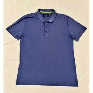 Original Penguin Mens Blue Heather Short Sleeve Polo Shirt Lime Green Accent L